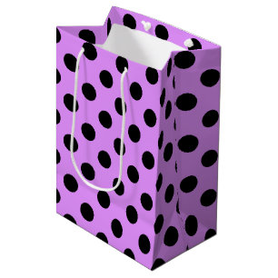Sacola Para Presentes Média Bolinhas pretas em lilás