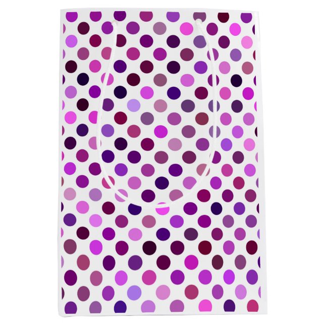 Sacola Para Presentes Média Bolinhas rosa e roxa (Frente)