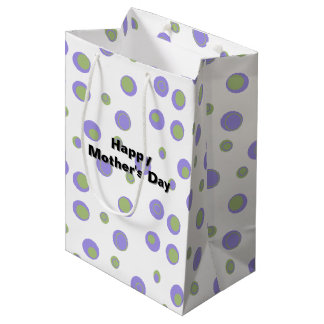 Sacola Para Presentes Média Bolinhas Verde Roxo Moderno