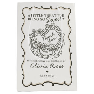 Sacola Para Presentes Média Bolo de Coquetel Retro Cardíaco com Arco bege - An