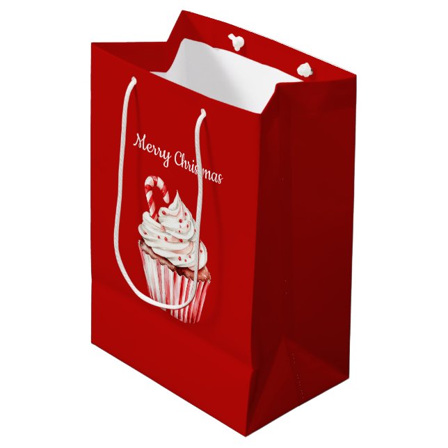Sacola Para Presentes Média Bolo de Natal com Cane de Açúcar (Frente inclinada)