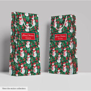 Sacola Para Presentes Média Bolsa de Natal magenta verde ultra moderna e elega