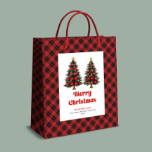 Bolsa de Natal xadrez vermelha e preta trendy edit