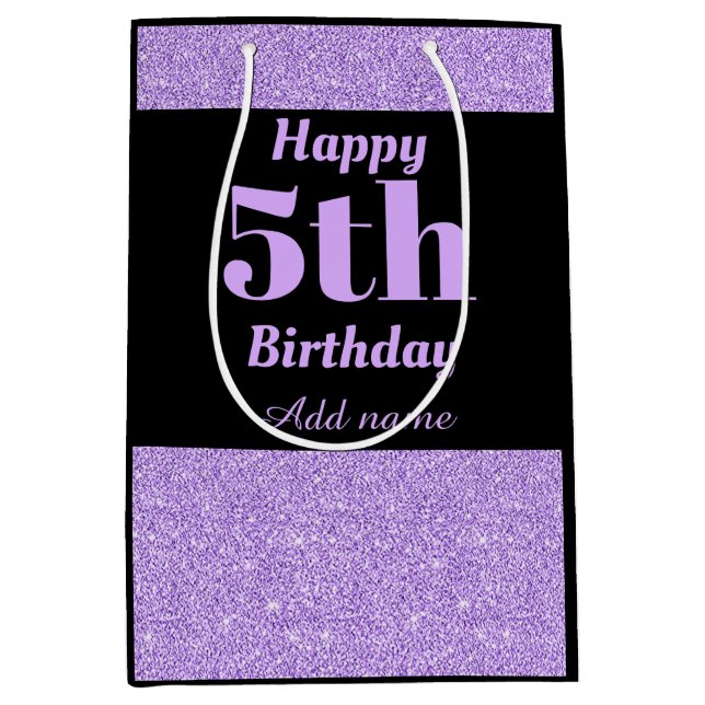 Sacola Para Presentes Média bolsa de presente de 5 de aniversário personalizad (Frente)