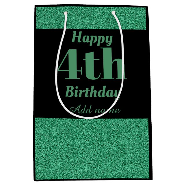 Sacola Para Presentes Média bolsa de presente de aniversário de 4º aniversário (Frente)