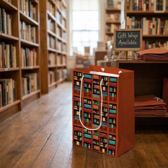 Sacola Para Presentes Média Bolsa de Presente de Booklover (Criador carregado)
