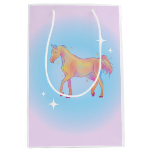 Sacola Para Presentes Média bolsa de presente de cavalo arco-íris