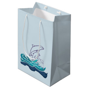 Sacola Para Presentes Média Bolsa de Presente de Desenho de Golfinhos
