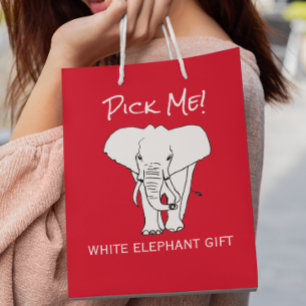 Sacola Para Presentes Média Bolsa de Presente de Elefante Branco de Natal