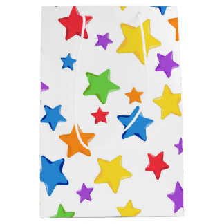 Sacola Para Presentes Média Bolsa de Presente de Estrelas Multicoloridas