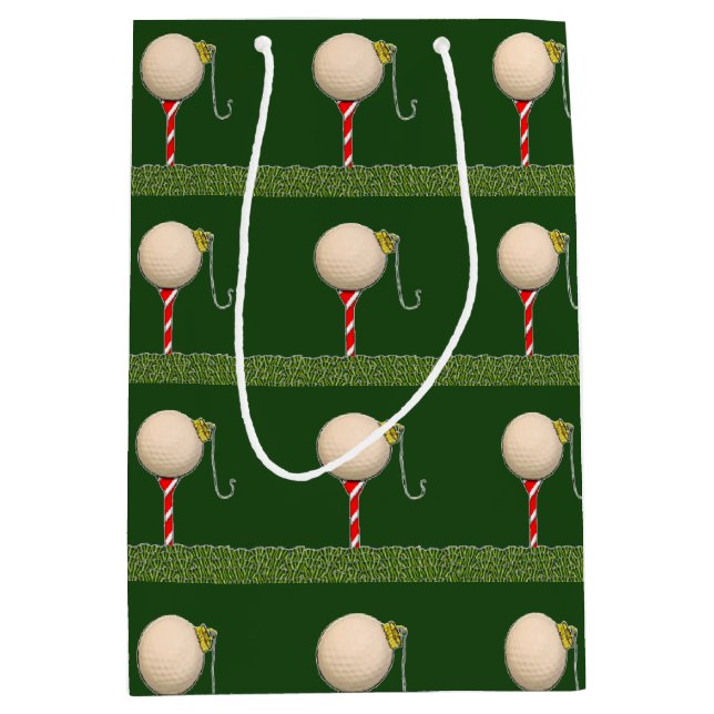 Sacola Para Presentes Média Bolsa de Presente de Golfe no Natal (Frente)