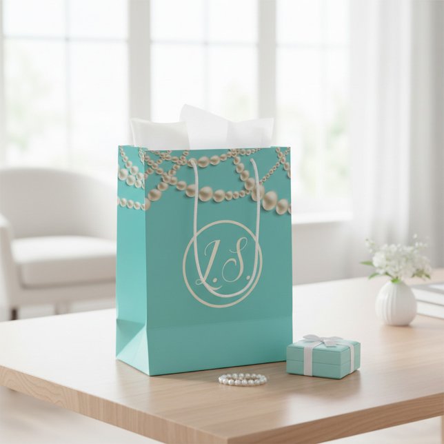 Sacola Para Presentes Média Bolsa de Presente de Luxo Personalizada com Pérola (Criador carregado)