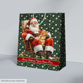 Sacola Para Presentes Média Bolsa de Presente de Natal com Monograma, Papais n