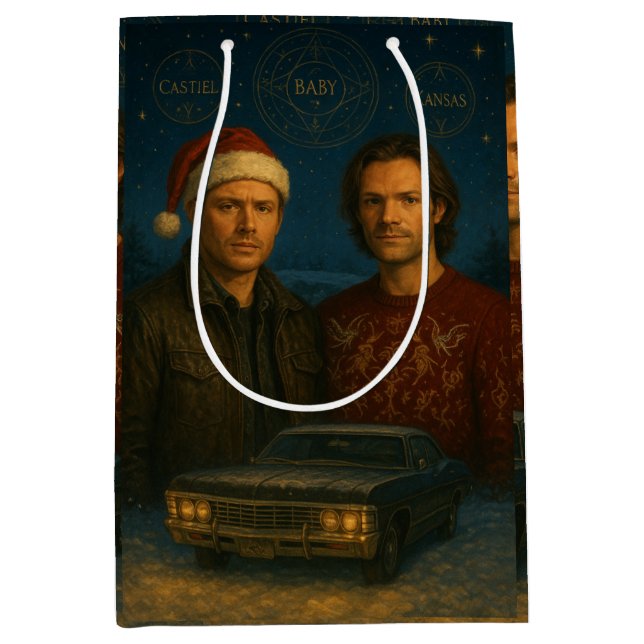 Sacola Para Presentes Média “Bolsa de presente de Natal Supernatural – Dean &  (Frente)