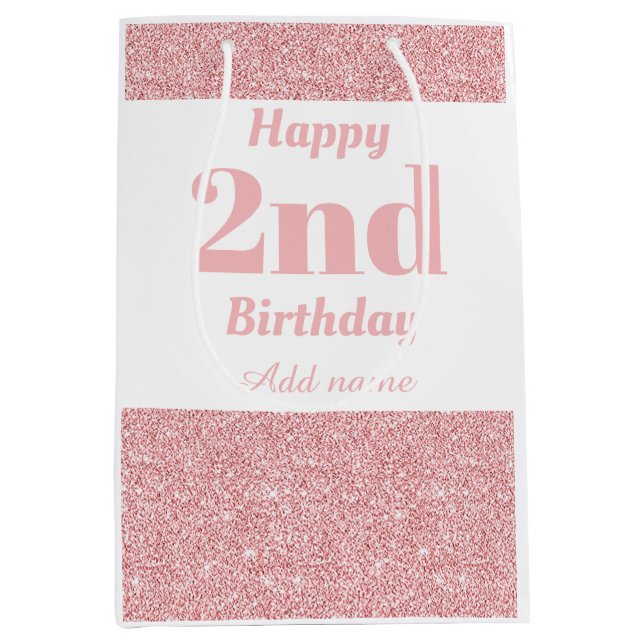 Sacola Para Presentes Média bolsa de presente de segundo aniversário personali (Frente)