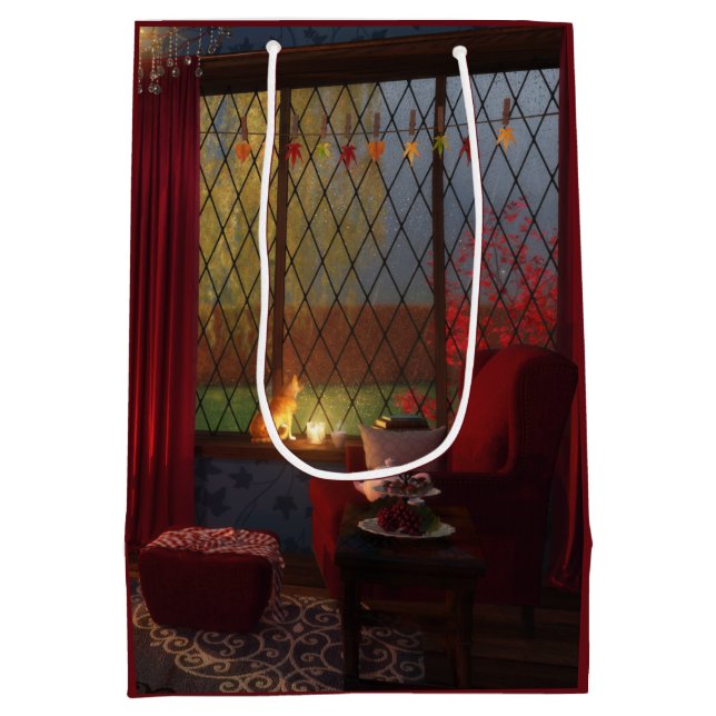 Sacola Para Presentes Média Bolsa de Presente de Tranquilidade do outono (Verso)