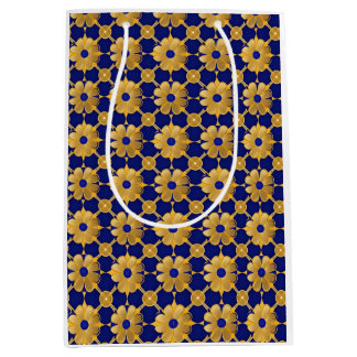 Sacola Para Presentes Média "Bolsa de Presente Floral Ouro de Luxo – Embrulho