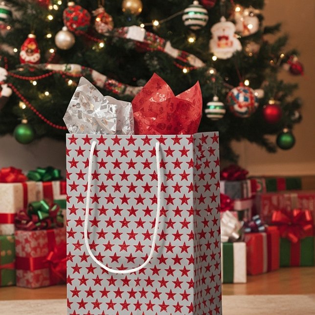 Sacola Para Presentes Média Bolsa de presente mediano de brilho vermelho (Criador carregado)