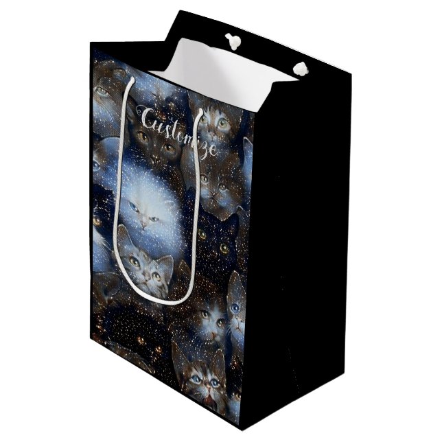 Sacola Para Presentes Média Bolsa de Presente Médio de Gatos Sparkle (Frente inclinada)