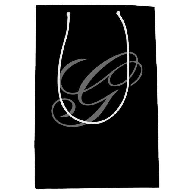 Sacola Para Presentes Média Bolsa de Presente Médio para Monograma Elegante (Frente)