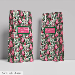 Sacola Para Presentes Média Bolsa de presente natalina vermelha rosa trendy el