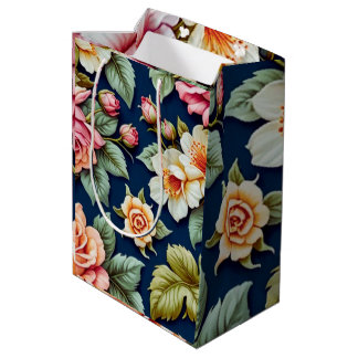 Sacola Para Presentes Média Bolsa de regalo con diseño de flores