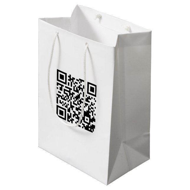 Sacola Para Presentes Média Bolsa Personalizada Média com Código QR para Promo (Frente inclinada)
