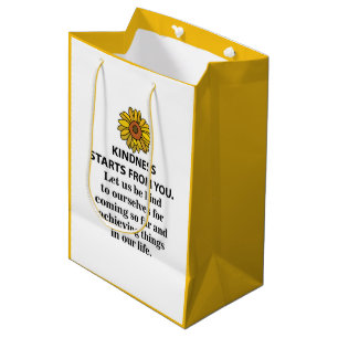 Sacola Para Presentes Média Bondade Inspiração Citação Girassol Bondade