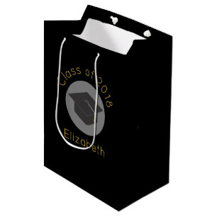 Sacola Para Presentes Média Boné de formatura na classe preta de 20xx personal