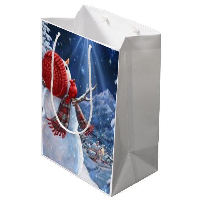 Sacola Para Presentes Média boneco de neve (Verso inclinado)