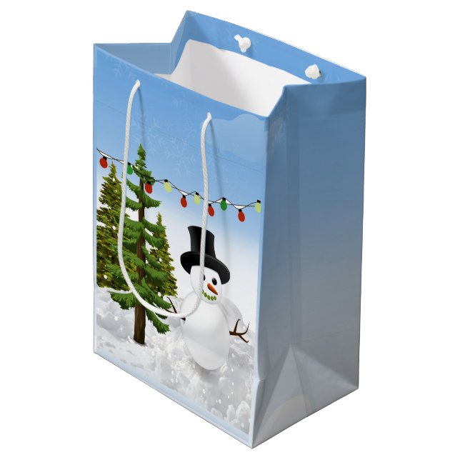 Sacola Para Presentes Média Boneco de Neve de Natal  (Frente inclinada)