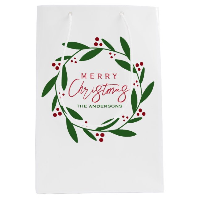 Sacola Para Presentes Média Bonita e Feliz Frota de Natal (Frente)