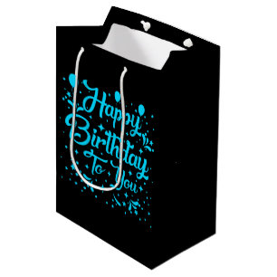 Sacola Para Presentes Média Bonita Feliz Aniversário, arte unísexa