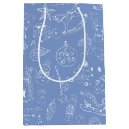 Sacola Para Presentes Média Bonita Mão Desenhada Porco de Natal