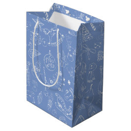 Sacola Para Presentes Média Bonita Mão Desenhada Porco de Natal