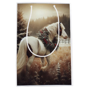Sacola Para Presentes Média Bonito Cavalo Marrom Equestre Amor