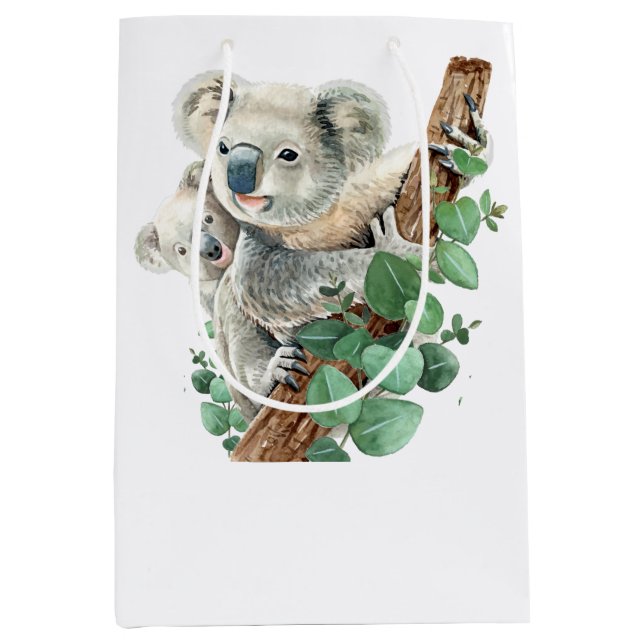 Sacola Para Presentes Média Bonito Koala Bear Arte Animal Australiana (Frente)