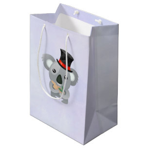 Sacola Para Presentes Média Bonito Koala em um chapéu preto