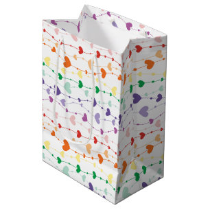 Sacola Para Presentes Média Bonito Rainbow Hearts Pattern Kids