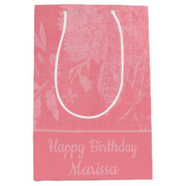 Sacola Para Presentes Média Bonito rosa sobre fundo cor-de-rosa