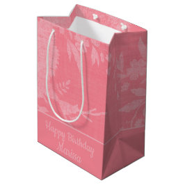 Sacola Para Presentes Média Bonito rosa sobre fundo cor-de-rosa
