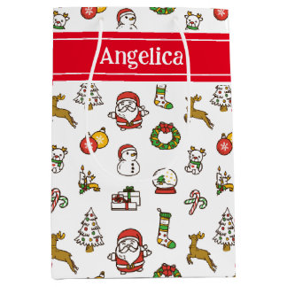 Sacola Para Presentes Média Bons doodles de Natal