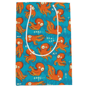Sacola Para Presentes Média Boo Octopus Cute Orange Kids Clothing & Décor