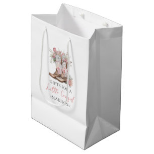 Sacola Para Presentes Média Boots da vovó floril rosa e Chá da Baía Verde