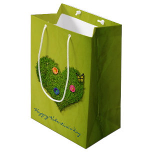 Sacola Para Presentes Média Borboleta de Flores de Camada Cardíaca