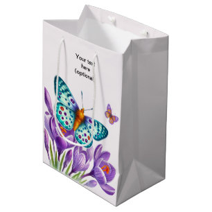 Sacola Para Presentes Média Borboleta Entre Flores