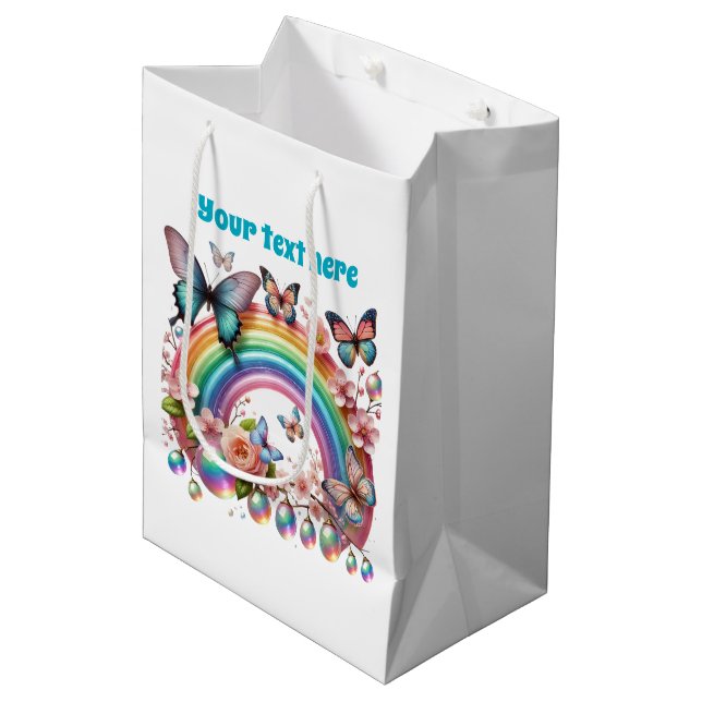 Sacola Para Presentes Média Borboleta festa personalizável de qualquer finalid (Frente inclinada)