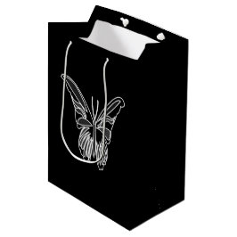 Sacola Para Presentes Média Borboleta-mariposa-branca-preta