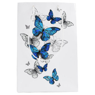 Sacola Para Presentes Média Borboletas Azuis Morpho