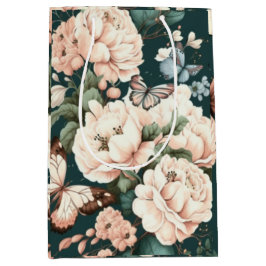 Sacola Para Presentes Média Borboletas e flores